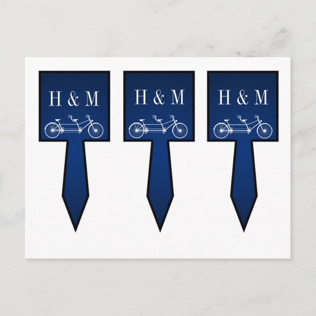 3 Cup Cake Picks Whimsical Navy Blue Double Bike Postkarte (Vorderseite)