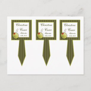 3 Cup Kuchen Picks Martini Oliven Grüne Streifen p Postkarte