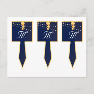 3 Cup Kuchen Picks Papier Laternen auf blaues Chin Postkarte