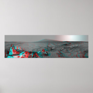 3-D Bild der Mars Landschaft Neugierde Landrover Poster