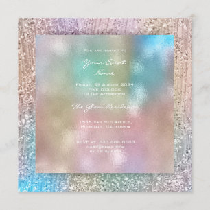 3-D Blue Pink Ombre Tiffany Pastel Crystals Green Einladung