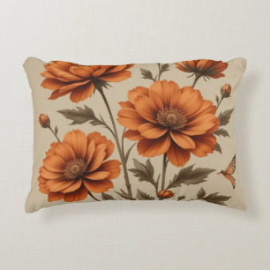 3-D-Blume in Orange auf beigem Kissen