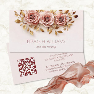 3 D Blush-Gold-Rose   QR-Code Visitenkarte