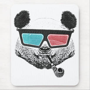 3-D Gläser des Vintagen Pandas Mousepad
