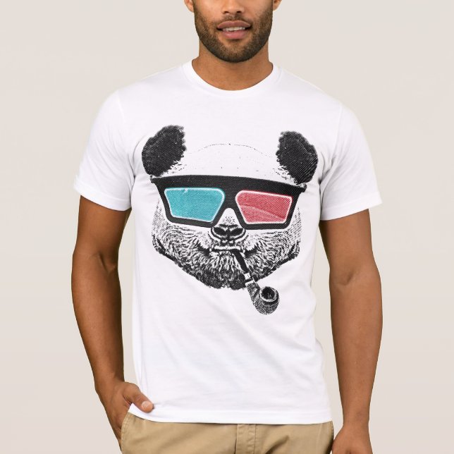 3-D Gläser des Vintagen Pandas T-Shirt (Vorderseite)