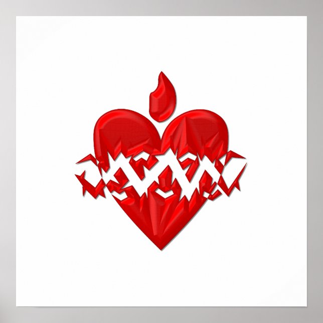 "3-D" Heiliges Herz Jesu Poster (Vorne)