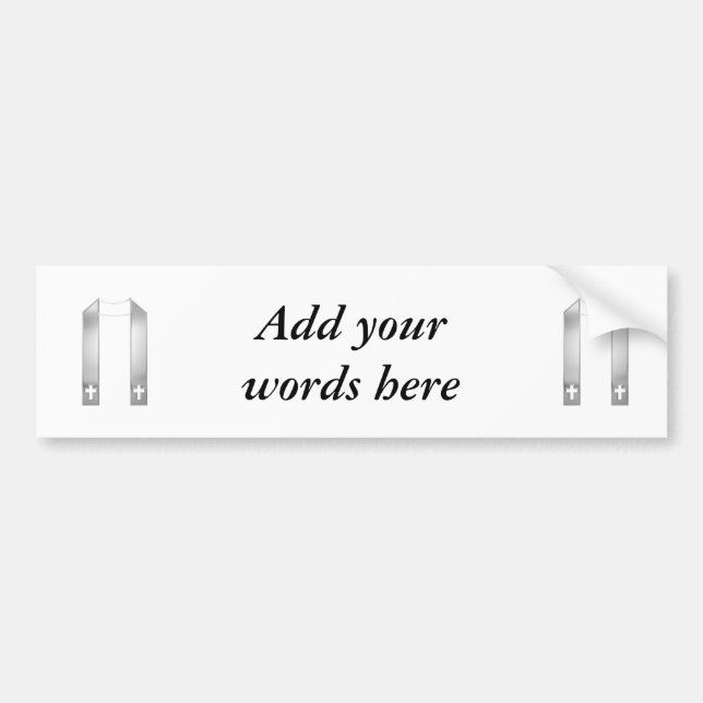 3-D Look Silver Priest’s Stole Autoaufkleber (Vorne)