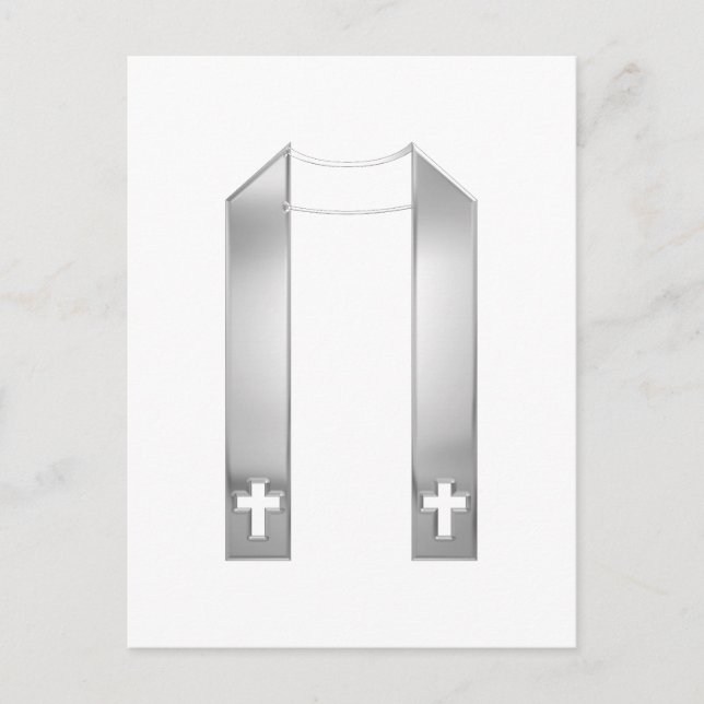 3-D Look Silver Priest’s Stole Postkarte (Vorderseite)