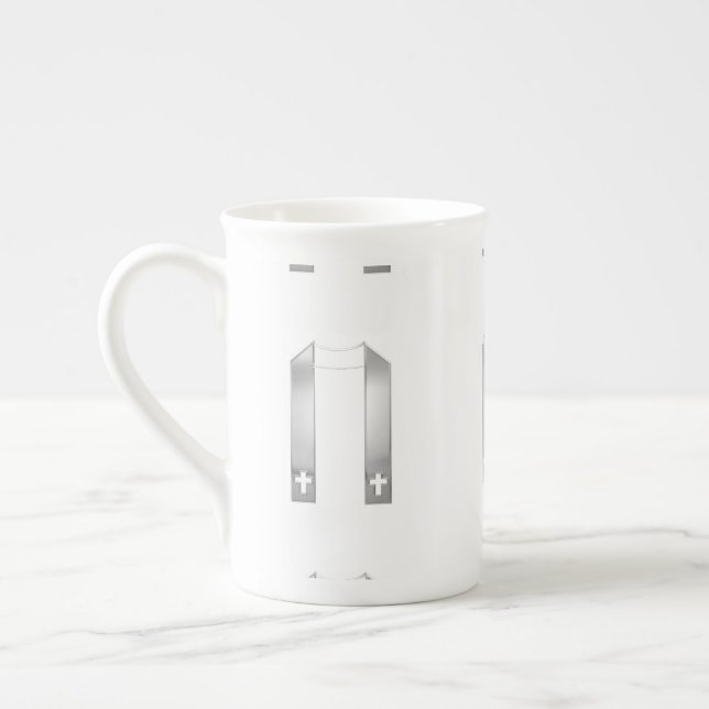 3-D Look Silver Priest's Stole Prozellantasse (Links)