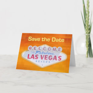 3 D Orange Retro Save the Date Las Vegas Card Ankündigung