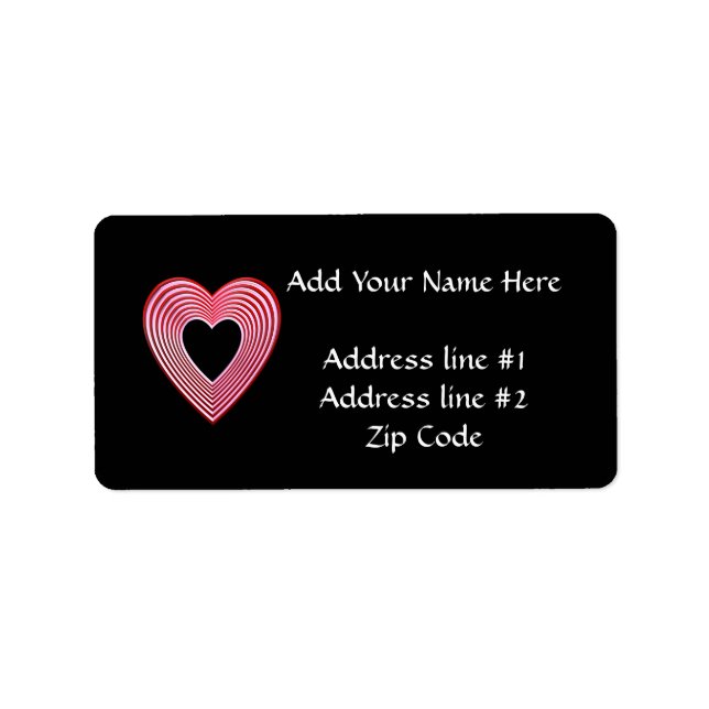 "3-D" Rote und rosa Herzen Adressaufkleber (Vorne)