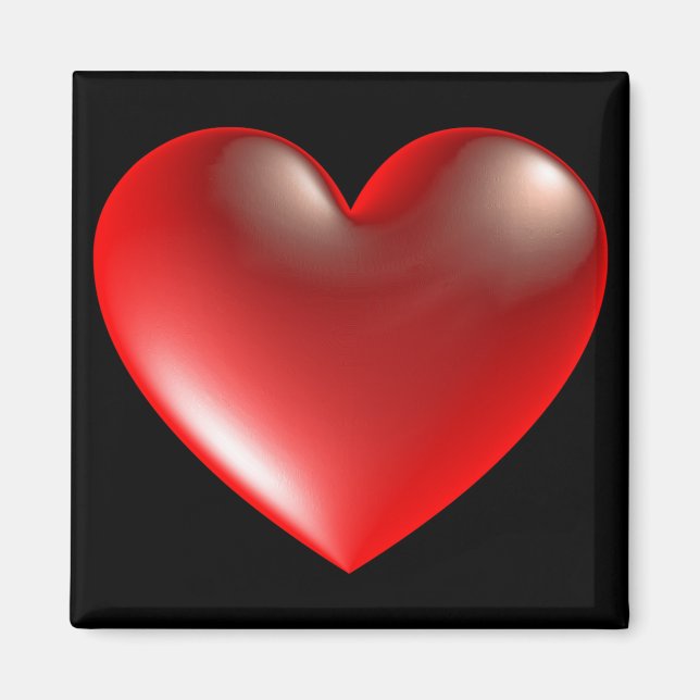 3-D-Style-Herz-Symbol Rot Magnet (Vorne)