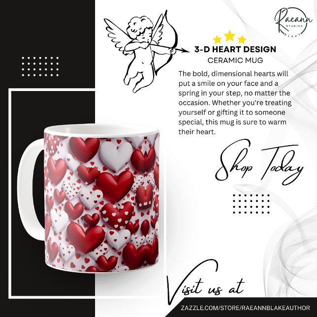 3-D Valentine Heart Design Keramik Tasse (Von Creator hochgeladen)