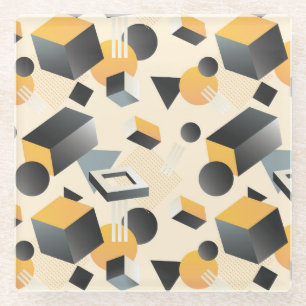 3-dimensionale Formen, Boxen, Kuben und Dreiecke Glasuntersetzer