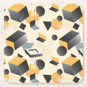 3-dimensionale Formen, Boxen, Kuben und Dreiecke Rechteckiger Pappuntersetzer