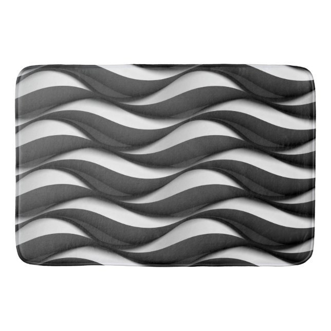 3 Dimensionen Wavy Black and White Muster Badematte (Vorderseite)