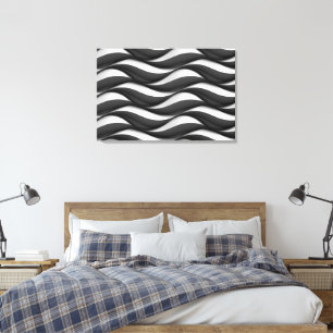 3 Dimensionen Wavy Black and White Muster Leinwanddruck