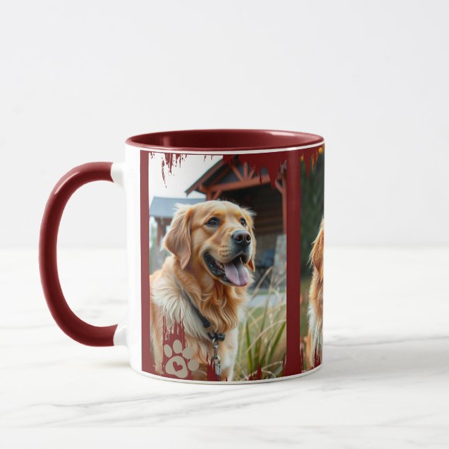 3 Dog Photos Heart Pawprints Gift Tasse (Links)