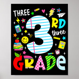 3. dritte Klasse Retro bunte zurück zur Schule Poster