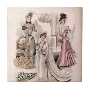 3 Edwardian Ladys Flows Gowns Vintage Mode Fliese