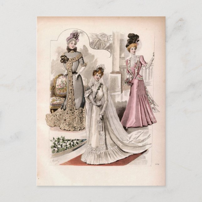 3 Edwardian Ladys Flows Gowns Vintage Mode Postkarte (Vorderseite)
