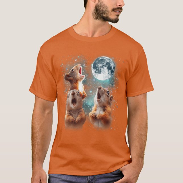 3 Eichhörnchen-Mond heulender Eichhörnchen-Kopf Lu T-Shirt (Vorderseite)