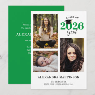 3 Einladung der Fotocollage Green Graduation Party