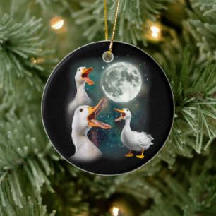 3 Enten heulen auf den Mond Lustig Weird Cursed Pe Keramik Ornament