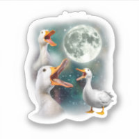 3 Enten Howl at Moon Funny Weiß Pekin Ente