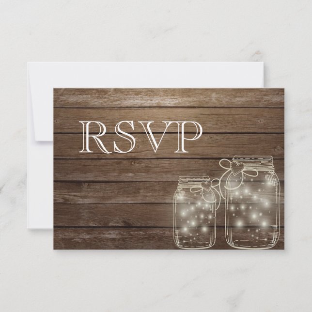 3 Entree Choice Rustic Mason Jar Wedding Response RSVP Karte (Vorderseite)