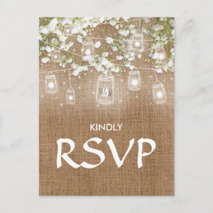 3 Entree Choice UAWG Gipskraut Rustic Burlap Einladungspostkarte
