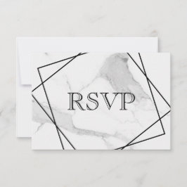 3 Entree Choices Marble Geometric Wedding Response Einladung