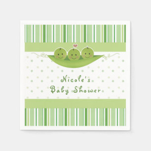3 Erbsen in einer Schote Drillinge Baby Shower Par Serviette