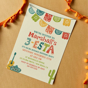 3-esta Mexikanisches Fiesta Themed 3. Geburtstags- Einladung