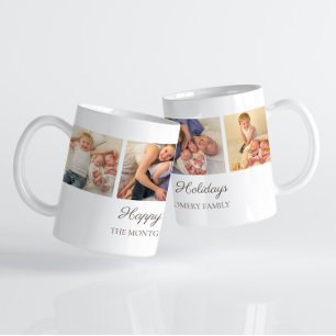 3 Familienfoto Collage Frohe Feiertage Weihnachten Kaffeetasse