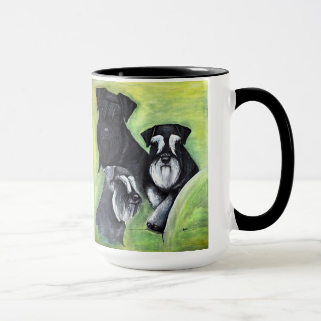 3 Farben der Zwergschnauzerschale Tasse (Rechts)