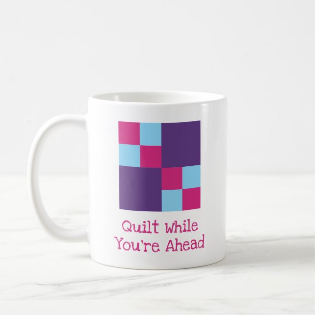 3-Farben- Quilting Pun Double Four Patch Quiltbloc Kaffeetasse (Links)