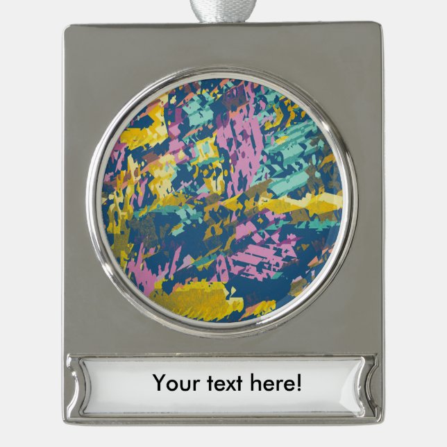 3 Farben Textur Banner-Ornament Silber (Vorderseite)