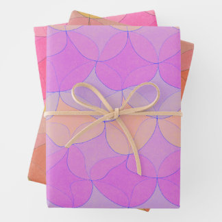 3 Farbvarianten // Wellengeometrisches Schleifpapi Geschenkpapier Set