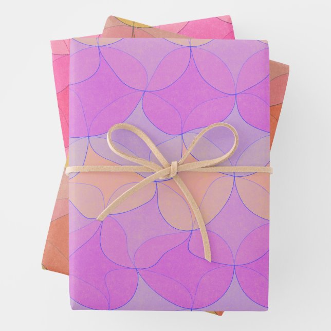 3 Farbvarianten // Wellengeometrisches Schleifpapi Geschenkpapier Set (Beispiel)