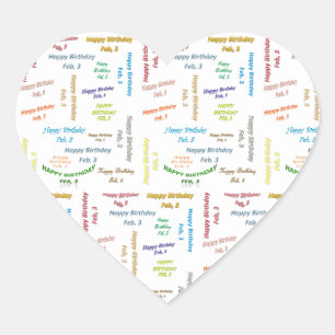 3. Februar Herz-Aufkleber