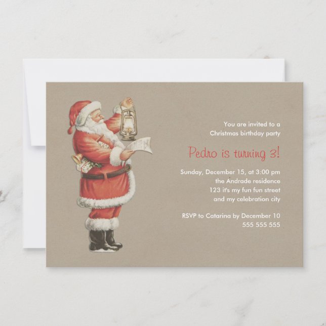 3. Feiertag Weihnachtsgeburtstags-Party-Vintager Einladung (Vorderseite)