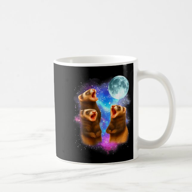 3 Ferret Moon Howling Ferrets Funny For Men, Women Kaffeetasse (Rechts)
