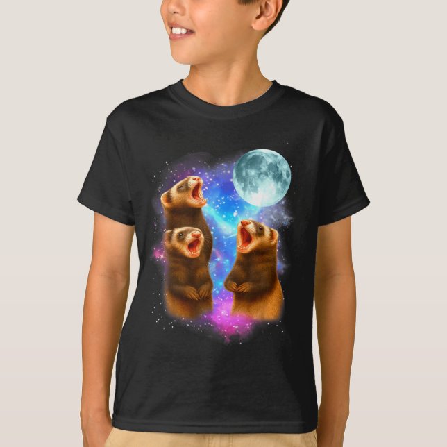 3 Ferret Moon Howling Ferrets Funny For Men, Women T-Shirt (Vorderseite)