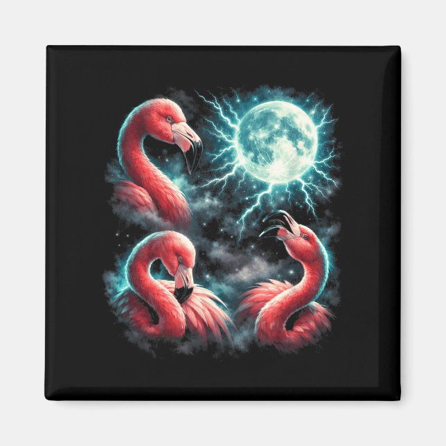 3 Flamingo Mond Heulender Flamingo Kopf Lustig Magnet (Vorne)
