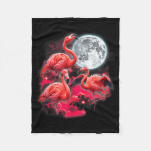 3 Flamingos, die den Mond anheulen, lustiger rosa  Fleecedecke