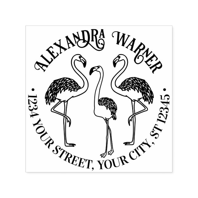 3 Flamingos Stehend Name Rücksendeadresse Permastempel (Design)