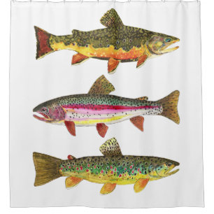3 Forellen für die Fischerei und die Fischerei Duschvorhang