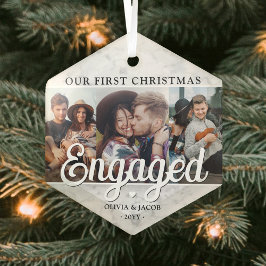 3 Foto 1. Weihnachten Verlobte Imitate Marble Hexa Ornament Aus Glas