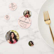 3 Foto Abschluss Blush Pink Moderne Script Cap